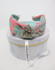 Misty Top Knot Headband – Neon & Gold Silk Luxury by Eva Oherjus at www.brixbailey.com