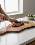 Handmade Olive Wood Live Edge Paddle Board with Handle | Rustic Freeform Charcuterie & Fruit Serving Board | Natural Grain | 30–40 cm