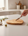 Handmade Olive Wood Heart Shaped Cutting Board | Romantic Gift Cheese & Serving Board | Natural Grain | 20 cm · 25 cm · 30 cm