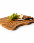 Handmade Olive Wood Freeform Cutting Board with Handle | Live Edge Charcuterie & Serving Board | Unique Natural Grain | 40–80 cm