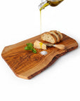 Handmade Olive Wood Live Edge Cutting Board — Rustic Charcuterie & Serving Board | Natural Bark Edge