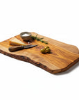 Handmade Olive Wood Live Edge Cutting Board — Rustic Charcuterie & Serving Board | Natural Bark Edge