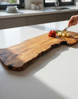 Handmade Olive Wood Large Live Edge Serving Board | Freeform Sushi Charcuterie & Sharing Platter Board | Unique Natural Grain | 40–70 cm