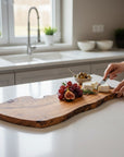 Handmade Olive Wood Large Live Edge Serving Board | Freeform Sushi Charcuterie & Sharing Platter Board | Unique Natural Grain | 40–70 cm