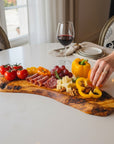 Handmade Olive Wood Large Live Edge Serving Board | Freeform Sushi Charcuterie & Sharing Platter Board | Unique Natural Grain | 40–70 cm