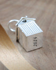 Beach Hut Personalised Silver Charm