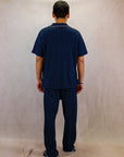 Men's Short Sleeve Pima Cotton Pyjama Set – Blue Squares