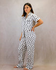 Women's Short Sleeve Pima Cotton Pyjama Set – Black & White Vicuña Print