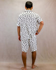 Men's Short Sleeve Pima Cotton Pyjama Set – Black & White Vicuña Print