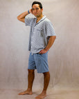Men's Short Sleeve Pima Cotton Pyjama Set – Grey Squares