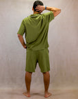 Men's Short Sleeve Pima Cotton Pyjama Set – Olive Green