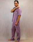Men's Short Sleeve Pima Cotton Pyjama Set – Pale Purple