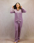 Women's Long Sleeve Pima Cotton Pyjama Set – Pale Purple