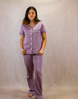 Women's Short Sleeve Pima Cotton Pyjama Set – Pale Purple