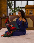Women's Long Sleeve Pima Cotton Pyjama Set – Solid Blue