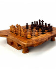 Handcrafted Olive Wood Chess Set with Drawer | Live Edge Red or Black Board