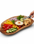Olive Wood Charcuterie Board | Rustic Live Edge Serving Platter Cheese Tray