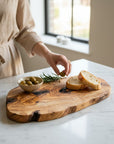 Large Handmade Olive Wood Freeform Serving Board | Extra Large Live Edge Charcuterie & Chopping Board | Unique Grain | 35–60 cm