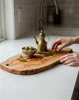 Large Handmade Olive Wood Freeform Serving Board | Extra Large Live Edge Charcuterie & Chopping Board | Unique Grain | 35–60 cm