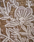 Luxury Ila cushion in olive brown cotton with hand-embroidered floral design, warm and inviting home decor accent by Ella James at brixbailey.com