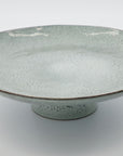 Luxury glazed stoneware cake stand, elegant blue-grey centerpiece, unique handcrafted design, 32cm diameter, dishwasher safe by Ella James at brixbailey.com