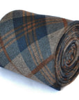 navy and brown check cotton tie