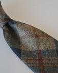 navy and brown check cotton tie