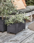 Set of 2 premium galvanized metal planters, large and medium, stylish rectangular design with drainage holes by Ella James at brixbailey.com