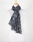 Tiger Print Merino Wool Scarf - Black White
