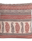 Paisley and Geometric Pattern Bagh Hand Block Print Cotton Cushion Cover - Red Black