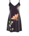 Vela Silk Slip Dress in Black Jungle Butterfly