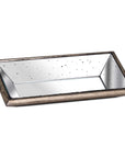 Handcrafted distressed mirror tray with solid wood frame, rich brown patina, perfect for home decor or vanity organization. by Sostter at brixbailey.com