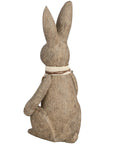 Handcrafted winter bunny rabbit resin figurine in warm brown, sitting pose with lifelike details for home decor by Sostter at brixbailey.com