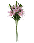 Pack of 6 x Artificial Flowers Large Pink Lily Stem - 3 Flowers 100cm-3