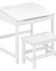 Jordan White Kids Desk and Stool Set with Storage