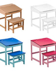 Jordan White Kids Desk and Stool Set with Storage