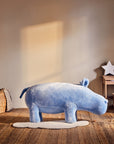 Jungle Safari Blue Faux Fur Hippo Kids Stool