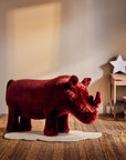 Jungle Safari Maroon Faux Fur Rhino Kids Stool