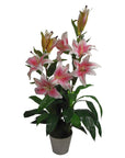 Artificial Flower Plant Tree 90cm Pink Lily 90cm Planter-0