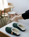 TOKU Brussels Slippers with Lambswool - Dark Green