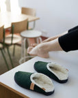 TOKU Brussels Slippers with Lambswool - Dark Green