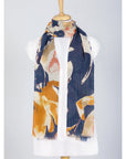 Midnight Bloom Cotton Scarf - Navy