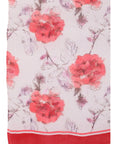 Floral Elegance Wool Scarf - Off-White Red