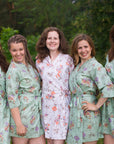 Grayed Jade Romantic Flowers Pattern Bridesmaids Robes-0