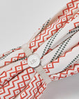 Luxury Umbria Parasol with vintage red and green stripes, fringe trim, wooden pole, easy storage, garden umbrella by Ella James at brixbailey.com