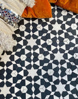 Luxury Zeena porcelain patterned tiles, black beige Moroccan zellige mosaic design, premium anti-slip indoor outdoor tile by Maria Starling Design at brixbailey.com