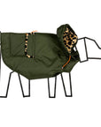 Olive & Animal Print Trim Puffer Jacket