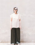 Recycled polyester Wide Pants - Black/Olive/Ocra Newlife