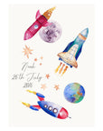 Personalised Watercolour Space Rockets Print