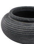 Grey Ribbed Round Ceramic Planter